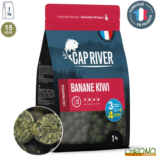 Bouillettes Cap River Banane Kiwi 15mm 1kg 1 Bouillettes Cap River Banane Kiwi 15mm 1kg